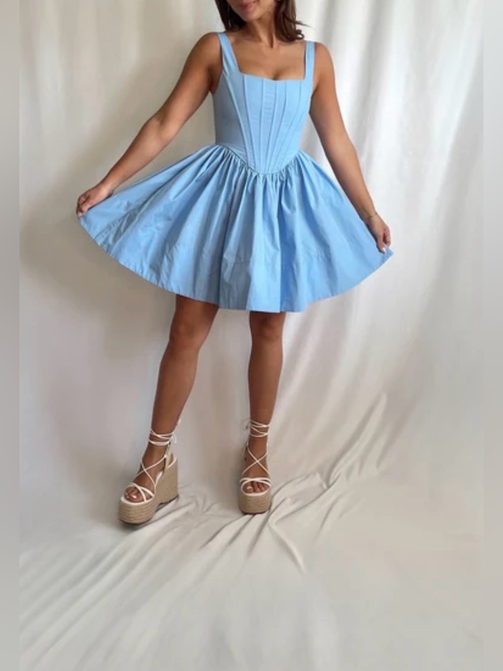 Lovely Day Powder Blue Pleated Mini Dress